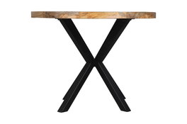 DKD Home Decor Mesa Redonda Comedor Alpino Acacia Metal Natural Negro 100 x 76 x 100 cm