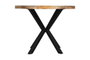 DKD Home Decor Mesa Redonda Comedor Alpino Acacia Metal Natural Negro 100 x 76 x 100 cm