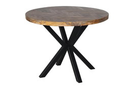 DKD Home Decor Mesa Redonda de Comedor de Acacia y Metal 100x76 cm