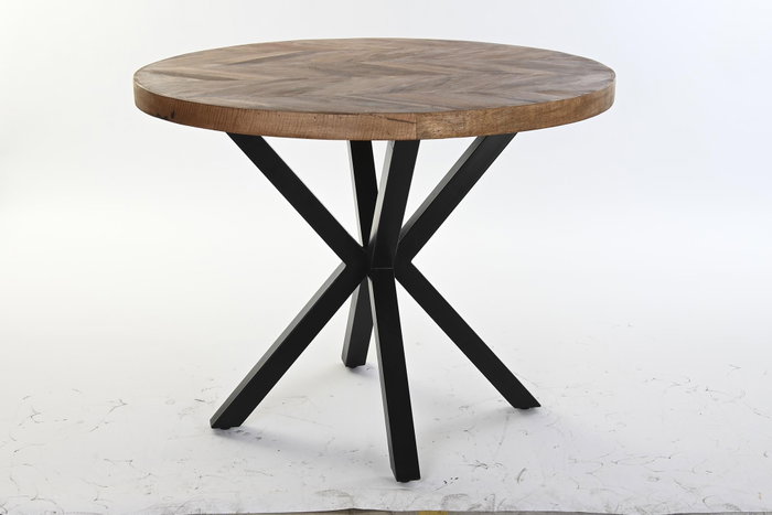 DKD Home Decor Mesa Redonda Comedor Alpino Acacia Metal Natural Negro 100 x 76 x 100 cm DKD Home Decor Mesa Redonda Comedor Alpino Acacia Metal Natural Negro 100 x 76 x 100 cm