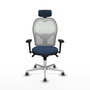 PIQUERAS Y CRESPO Silla de oficina Jorquera con mecanismo Sincro, Azul marino y Blanco