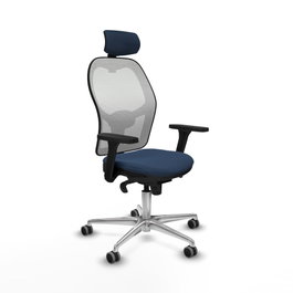 PIQUERAS Y CRESPO Silla de oficina Jorquera con mecanismo Sincro, Azul marino y Blanco