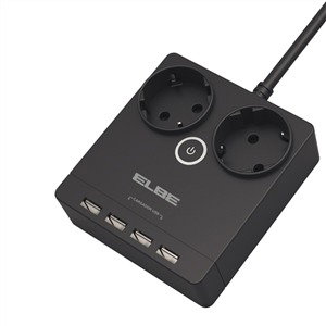 Elbe RE-001 Regleta 2 Tomas y 4 USB 3680W 1,8 Metros Elbe RE-001 Regleta 2 Tomas y 4 USB 3680W 1,8 Metros