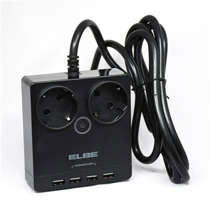 Elbe Regleta RE-001-UN con 2 Tomas AC y 4 USB de 1,8 Metros