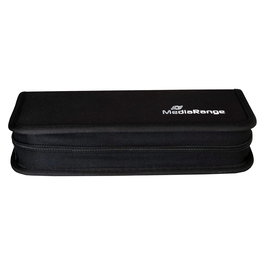 MEDIARANGE BOX99 Carcasa Portátil para Tarjetas SD y USB, Para 5 Tarjetas SD/SDHC/SDXC y 10 Pendrives USB, Nylon Negro, Resistente a Golpes y Suciedad, 256 x 110 x 49 mm