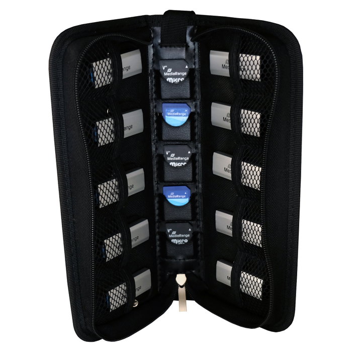 MEDIARANGE BOX99 Estuche para 5 tarjetas SD y 10 sticks, Negro