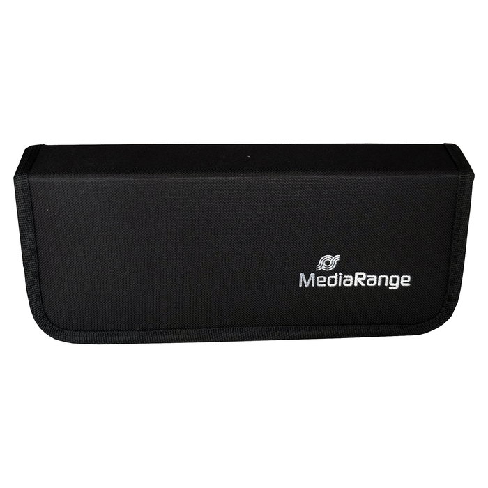 MEDIARANGE BOX99 Carcasa Portátil para Tarjetas SD y USB, Para 5 Tarjetas SD/SDHC/SDXC y 10 Pendrives USB, Nylon Negro, Resistente a Golpes y Suciedad, 256 x 110 x 49 mm