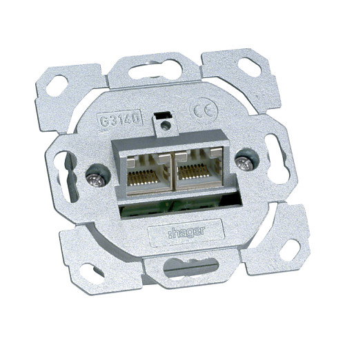 Hager Tehalit G3140 Datendose Cat.6A 2fach 8/8 polig Hager Tehalit G3140 Datendose Cat.6A 2fach 8/8 polig