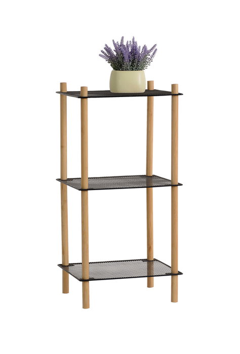 Inde Estantería Metal-Bambú Cuadrada 3 Niveles 36.6 x 30.2 x 3.3 cm Moblekit (6 Unidades)