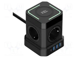 KEL Prolongador de Alimentación H05VV-F 3G1,5mm2 2m Negro