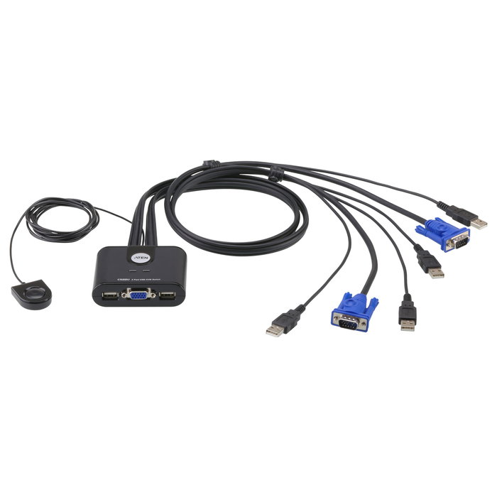 Aten CS22U Switch KVM de 2 puertos USB y VGA con selector remoto Aten CS22U Switch KVM de 2 puertos USB y VGA con selector remoto