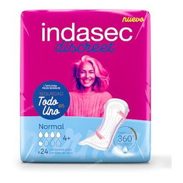 INDAS Compresa Discreet Normal B24 - Absorción Suave y Segura, Protección Diaria (24 Unidades)
