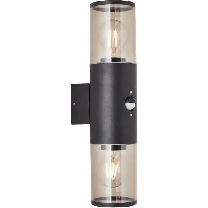 Brilliant Outdoor Applique 2L con detector, Depoli Black, 2x27W, Bombilla no incluida