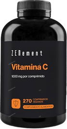 ZENEMENT Vitamina C 270 Comp. Antioxidante Vegano Sin Gluten Natural Ácido Ascórbico