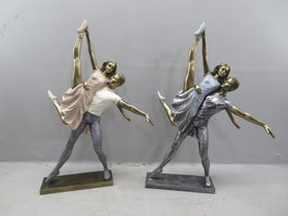 DKD Home Decor Figura de Bailarines en Resina Plateada