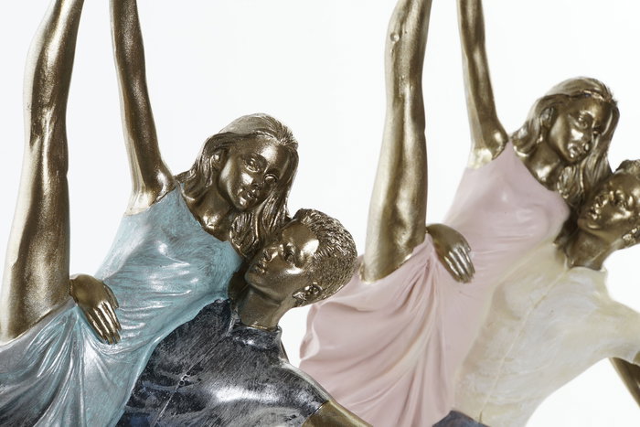 DKD Home Decor Figura de Bailarines en Resina Plateada
