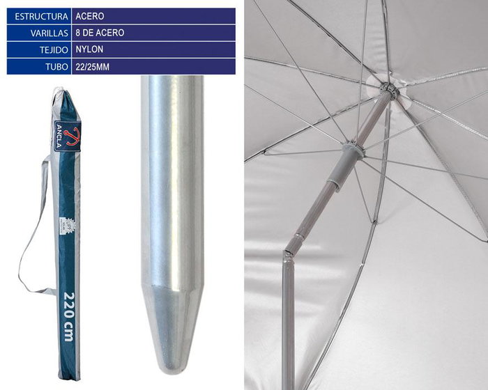 Parasol 220 cm Orient. Hierro Nylon Upf 1 Set 22-25 mm