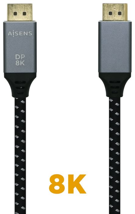 Aisens Cable DisplayPort 1.4 8K@60Hz 2m Gris/Negro