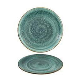 SUMMA Plato llano Moon Turquesa 25.5 cm diámetro, vitro porcelana, apto lavavajillas y microondas (Set de 6)