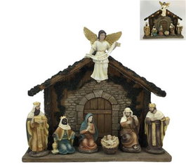 DKD Home Decor Nacimiento Navidad Tradicional Multicolor Resina Led 28 x 23 x 8.5 cm