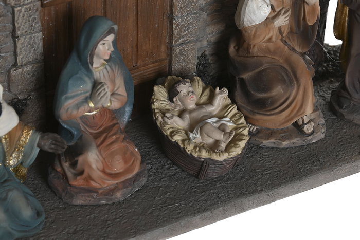 DKD Home Decor Nacimiento Navidad Tradicional Multicolor Resina Led 28 x 23 x 8.5 cm