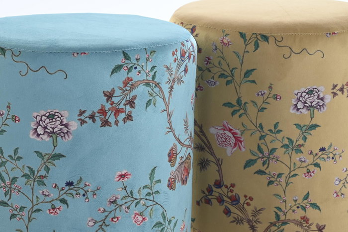 Reposapies Oriental DKD Home Decor Amarillo Verde 32 x 38 x 32 cm (2 Unidades)