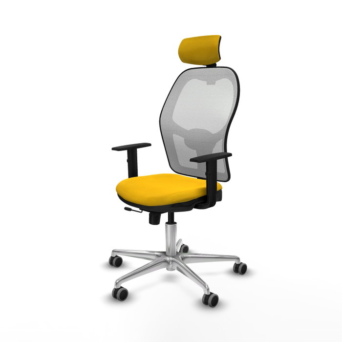 PIQUERAS Y CRESPO Silla de oficina Jorquera con mecanismo Sincro/Traslack, Amarillo y Blanco