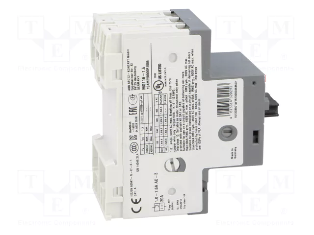 ABB MS116-1.6 Interruptor motorizado 0,55kW 208÷690VAC