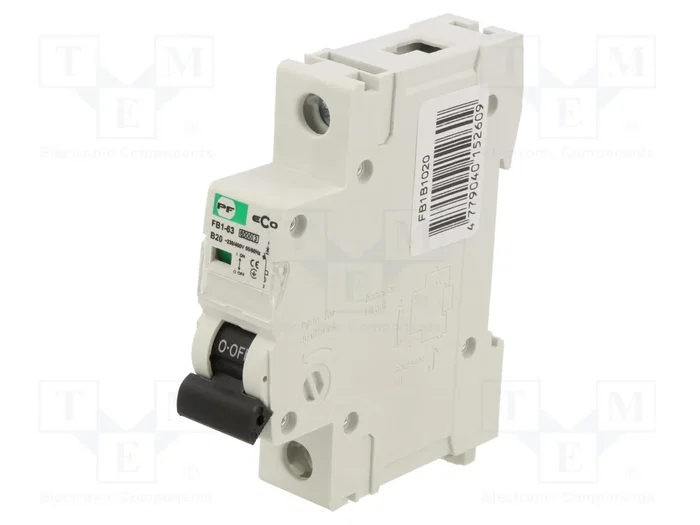 Promfactor Baltic Interruptor magnetotérmico ECO 20A 1 Polo Característica B Promfactor Baltic Interruptor magnetotérmico ECO 20A 1 Polo Característica B