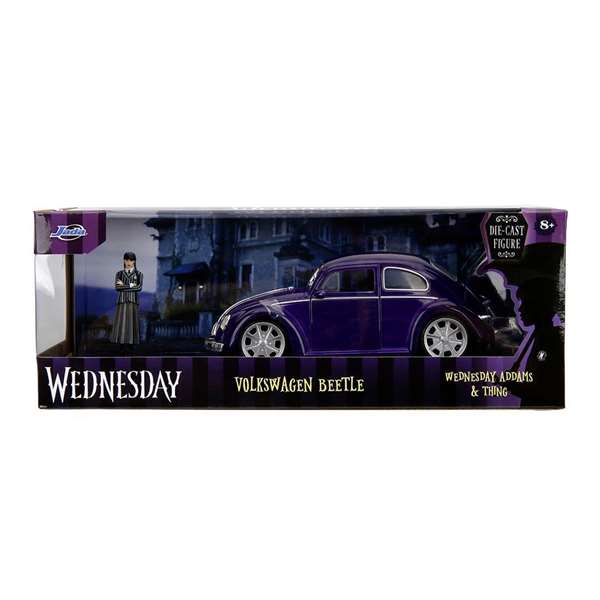 Smoby Coche Juguete Volkswagen Escarabajo Miércoles en Metal con Idiomas Español y Portugués, Edad 8+ años