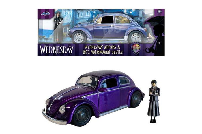 Smoby Coche Juguete Volkswagen Escarabajo Miércoles en Metal con Idiomas Español y Portugués, Edad 8+ años
