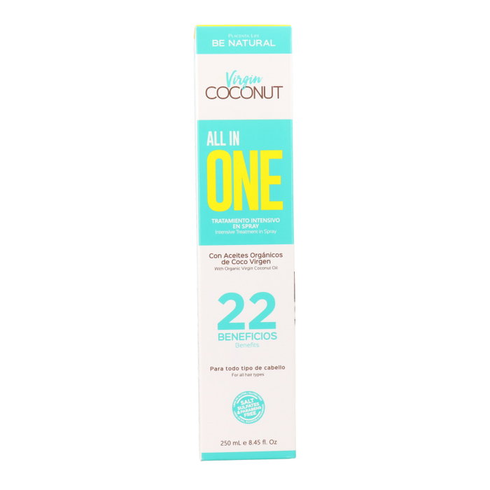 Placenta Life Be Nat Nutri Virgin Coconut Tratamiento Intensivo en Spray All in One Acondicionador Líquido 22 Beneficios 250 ml Placenta Life Be Nat Nutri Virgin Coconut Tratamiento Intensivo en Spray All in One Acondicionador Líquido 22 Beneficios 250 ml