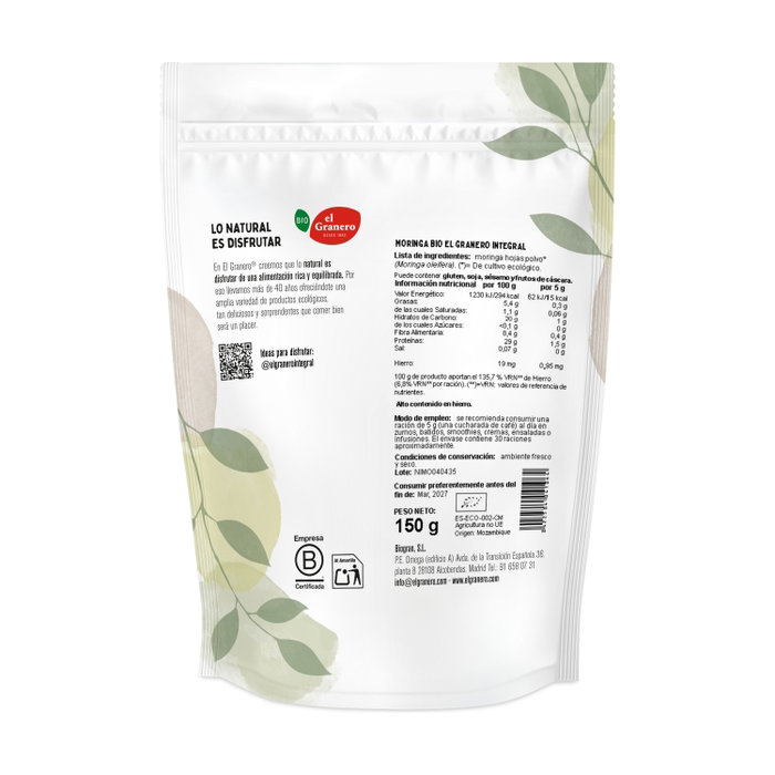 El Granero Integral Moringa en Polvo Bio 150g