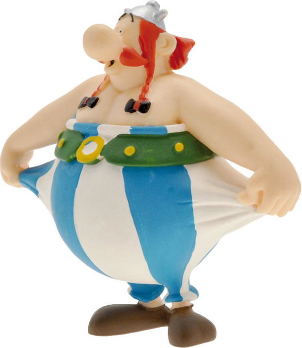 Plastoy Obélix sujetándose el pantalón Figura de Asterix El Galo
