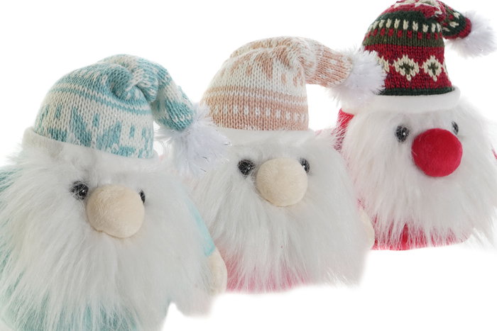 DKD Home Decor Set de 3 Peluches de Papá Noel Multicolor