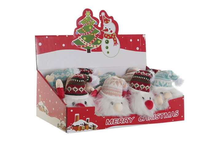 DKD Home Decor Set de 3 Peluches de Papá Noel Multicolor