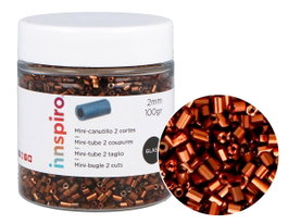 Innspiro Rocalla de Vidrio Cilindro Mini Iridiscente Bronce 2x2mm 100g