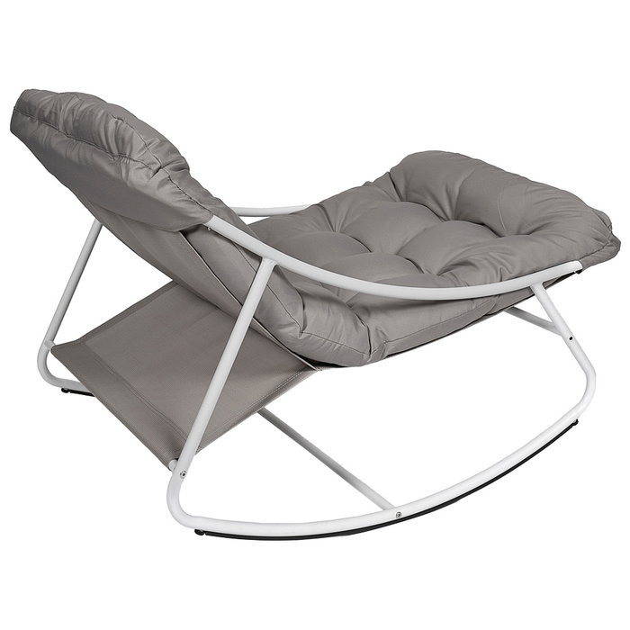 Home Deco Factory Butaca Mecedora Tenerife Beige con Estructura de Acero y Asiento de Textileno