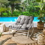 Home Deco Factory Butaca Mecedora Tenerife Beige con Estructura de Acero y Asiento de Textileno