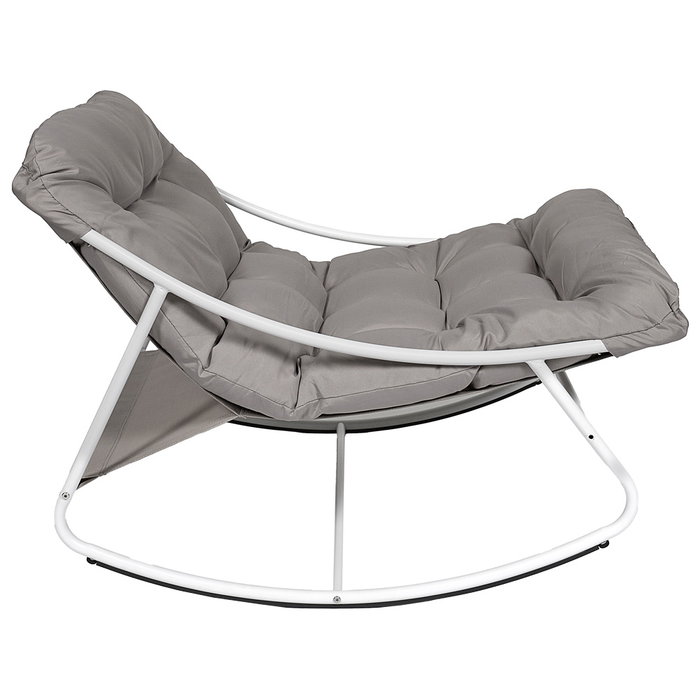 Home Deco Factory Butaca Mecedora Tenerife Beige con Estructura de Acero y Asiento de Textileno