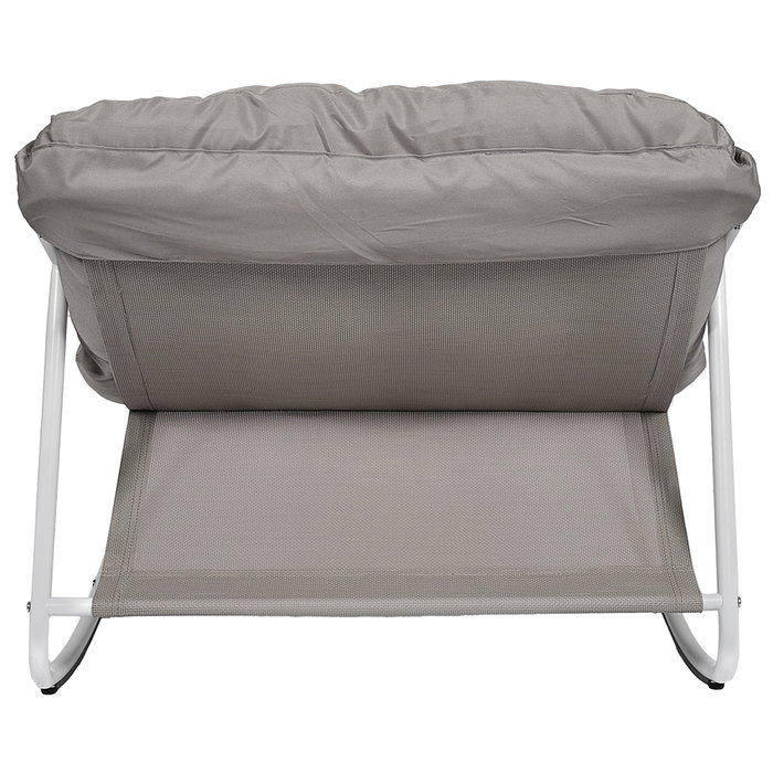 Home Deco Factory Butaca Mecedora Tenerife Beige con Estructura de Acero y Asiento de Textileno