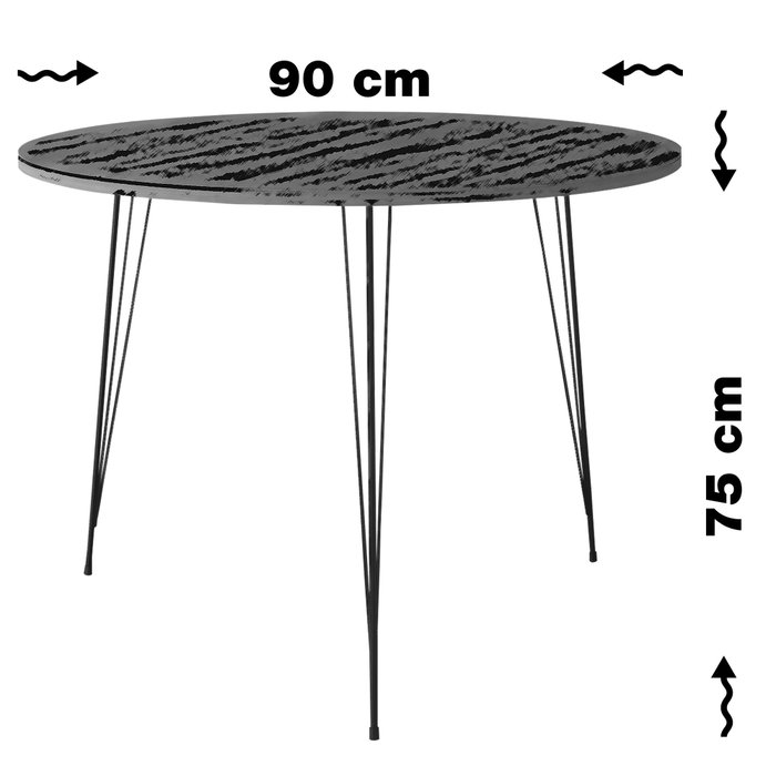 Hanah Home Royal Mesa Redonda 90x75x90 cm Mesa Industrial Moderna Tablero Melamina Blanco y Negro