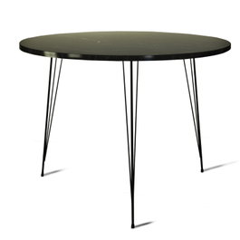 Hanah Home Royal Mesa Redonda 90x75x90 cm Mesa Industrial Moderna Tablero Melamina Blanco y Negro