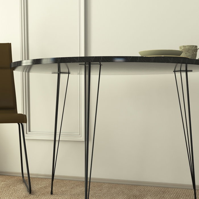 Hanah Home Royal Mesa Redonda 90x75x90 cm Mesa Industrial Moderna Tablero Melamina Blanco y Negro
