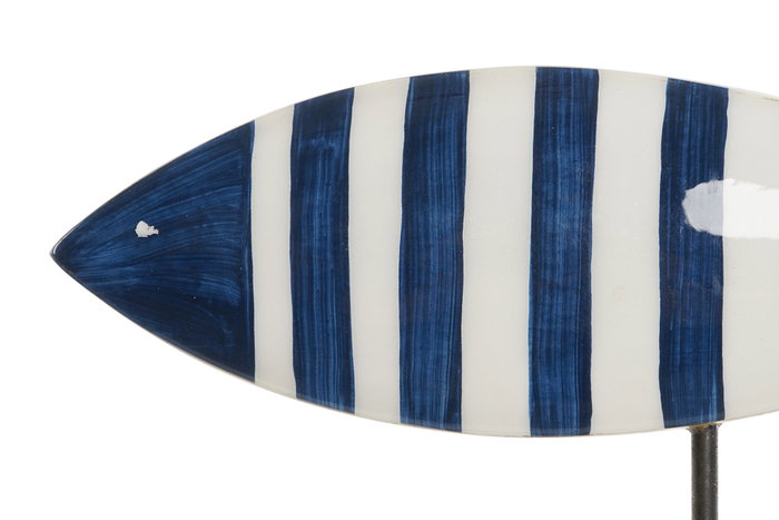 DKD Home Decor Decoración Pez Azul Mango y Metal