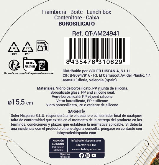 Inde Fiambrera Redonda Hermética 650 cc Ø 15.5 cm (6 Unidades)