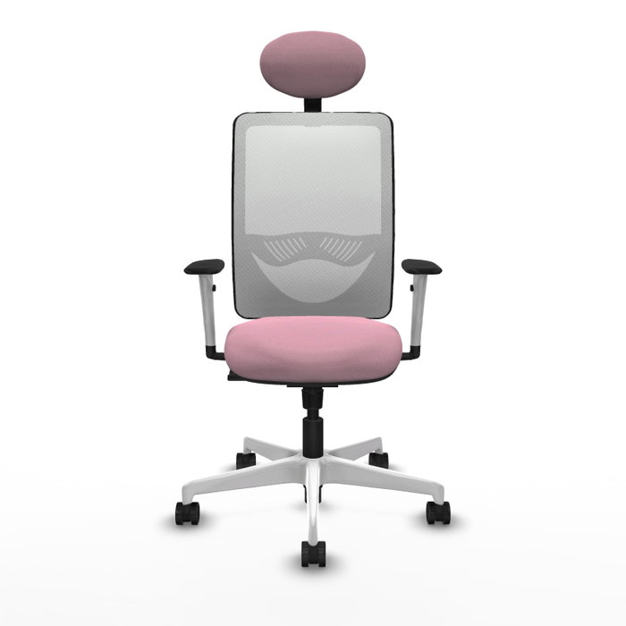 PIQUERAS Y CRESPO Silla de oficina Zulema Rosa y Blanca con mecanismo Sincro