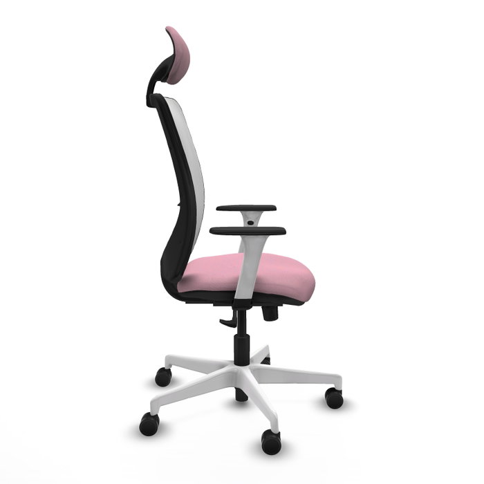 PIQUERAS Y CRESPO Silla de oficina Zulema Rosa y Blanca con mecanismo Sincro