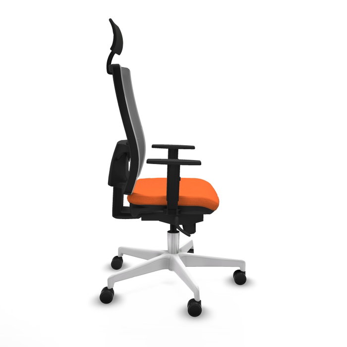 PIQUERAS Y CRESPO Silla de oficina Horna con mecanismo Sincro, Tela Naranja y Malla Gris