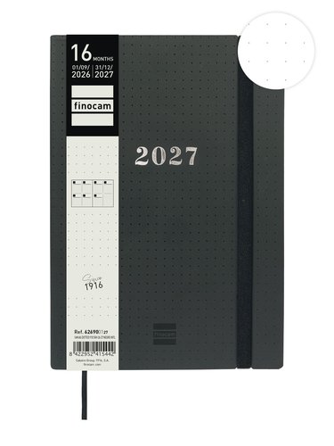 Finocam Agenda Anual 2026-27 Dotted 16 Meses Negra Finocam Agenda Anual 2026-27 Dotted 16 Meses Negra